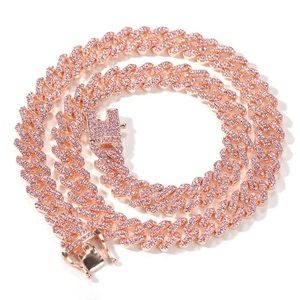 Rose good Cuban chain with pink diamonds